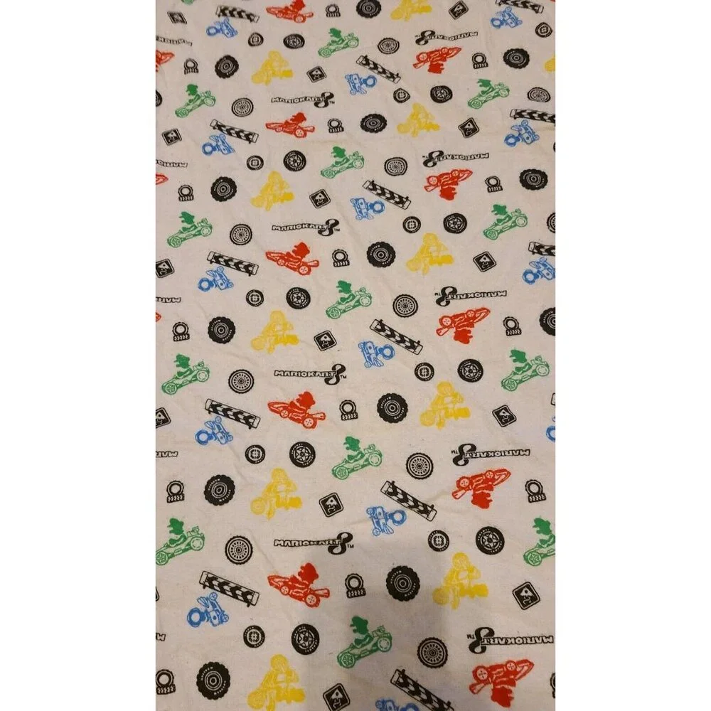 Mario Kart‎ Baby Blanket with Blue Crochet/Knit Trim 41